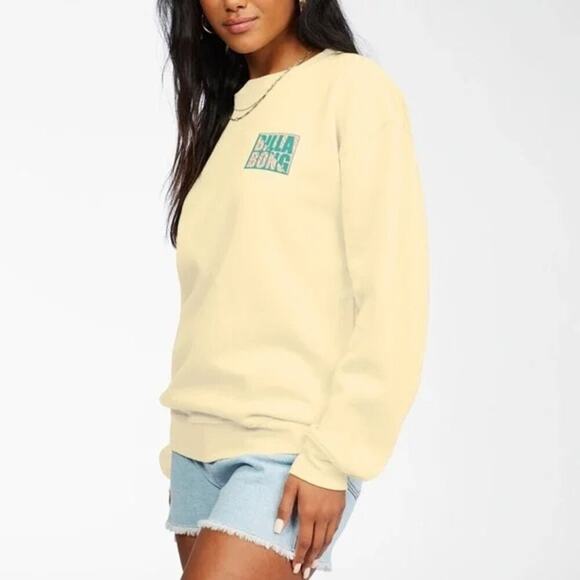 Billabong Women's Pale Yellow Tropic Shore Fleece Sweatshirt Size Small - Picture 3 of 7